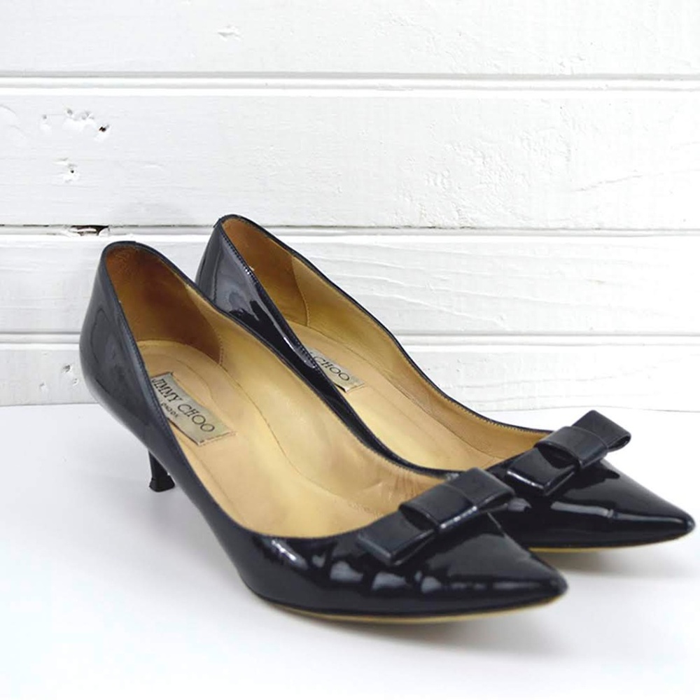 JIMMY CHOO PATENT LEATHER BOW PUMPS  #177-14